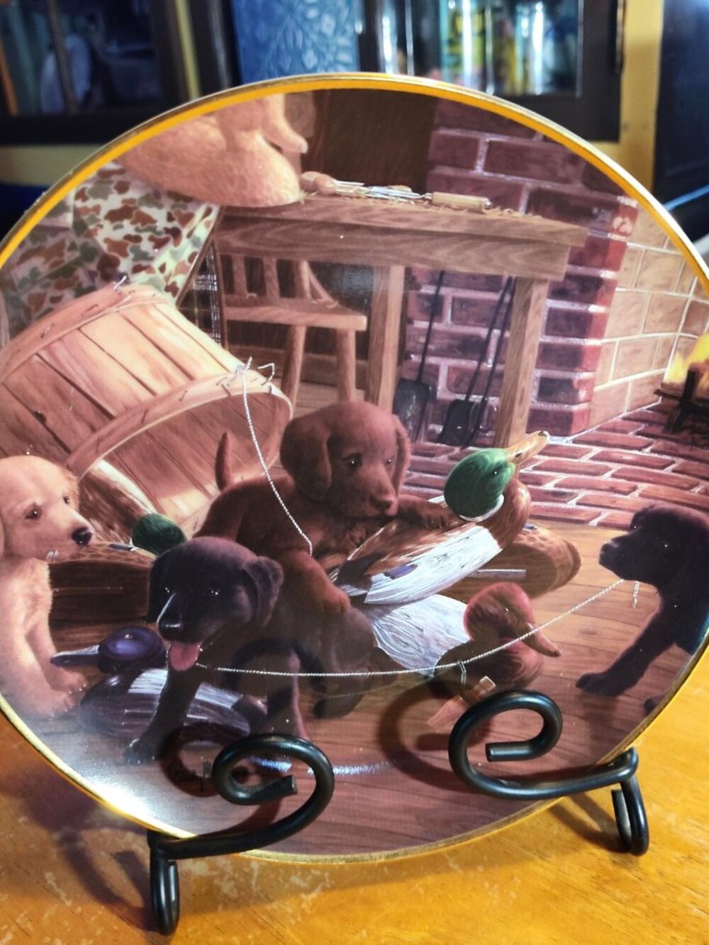 1993 Franklin Mint Plate A Bushel of Trouble Lab Puppy. SHIPS FREE